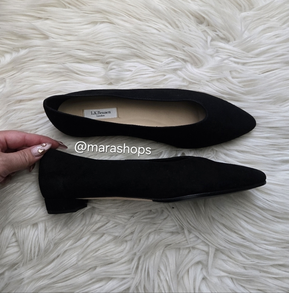 L.K. Bennett Constance Suede Ballet Black